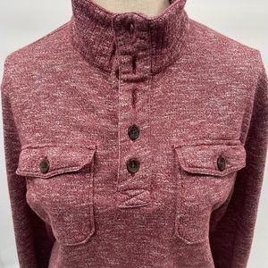 Lucky Brand  Vtg Women’s Pullover Sweater soft fabric Heathered 1/4 button mock